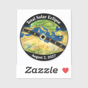 Sticker Carte de l'éclipse solaire totale 2027