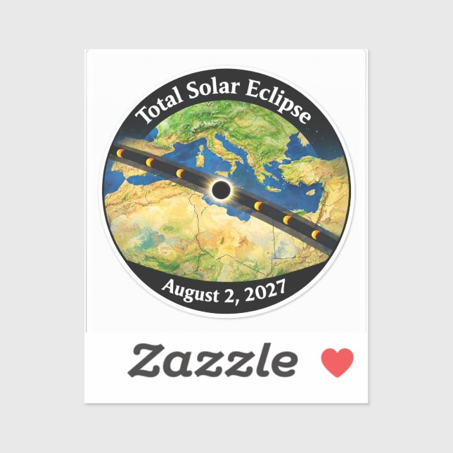 Sticker Carte de l'éclipse solaire totale 2027 (Feuille)
