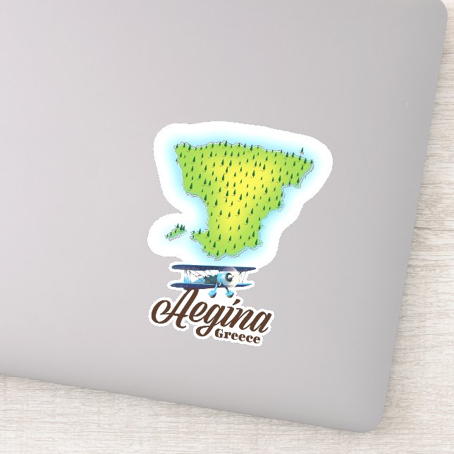 Sticker Carte de l'île d'Aegina Greece (Détail)