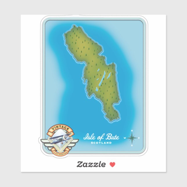 Sticker Carte de l'île de Bute (Feuille)