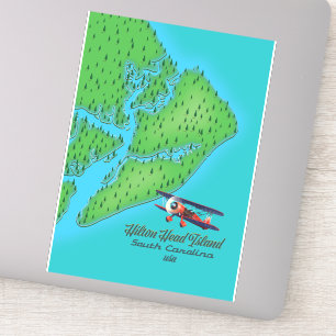 Sticker Carte de l'île de Hilton Head en Caroline du Sud
