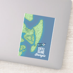 Sticker Carte de l'île des Orques, Washington, États-Uni