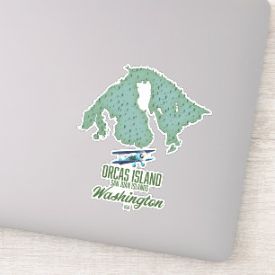 Sticker Carte de l'île des Orques, Washington, États-Unis