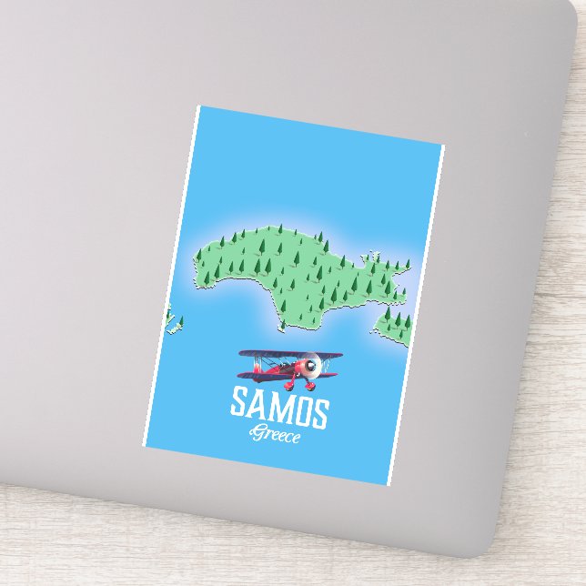 Sticker Carte de l'île grecque de Samos (Détail)