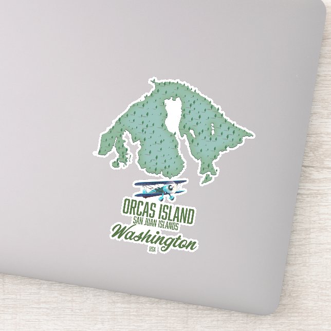 Sticker Carte de l'île Orcas, Washington, États-Unis (Détail)