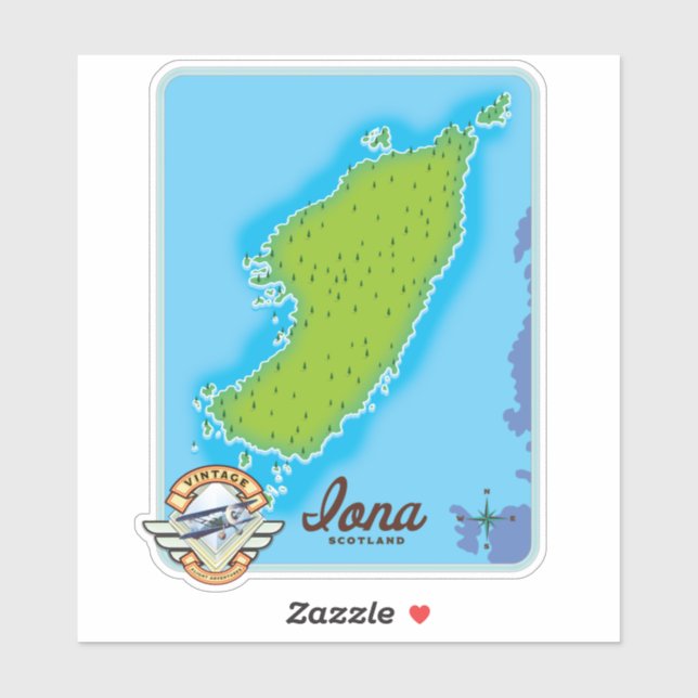 Sticker Carte de l'Iona Écosse (Feuille)