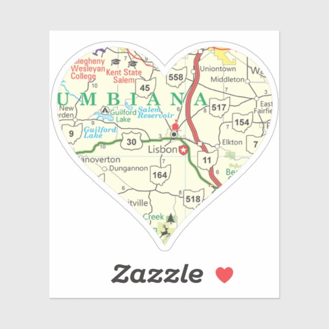 Sticker Carte de l'Ohio de Lisbonne (Feuille)