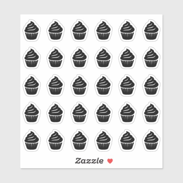 Sticker Carte de mariage Cupcake Choix de menu de repas (Feuille)