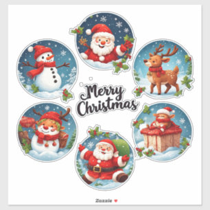 Sticker Carte de Noël festive joyeuse