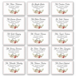 Sticker Carte de Noël Florale Adresse d'expédition individ