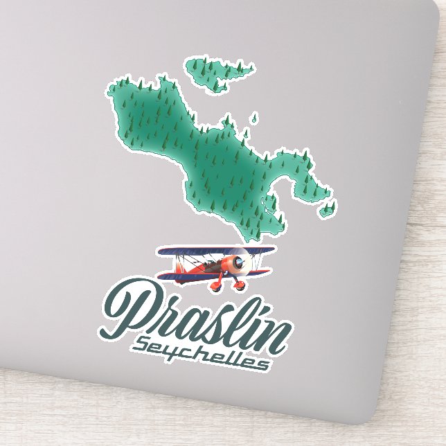 Sticker carte de Praslin Seychelles (Détail)