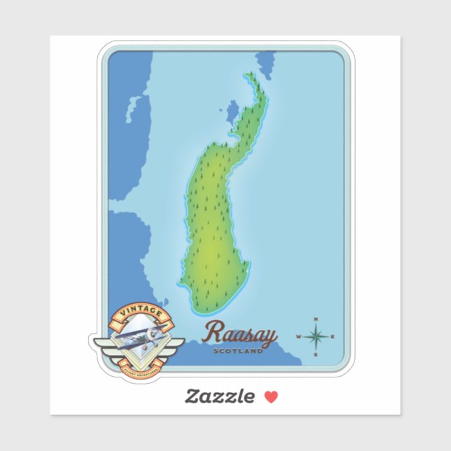 Sticker carte de Raasay Écosse (Feuille)
