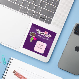 Sticker Carte de remerciement personnalisée pour vos étiqu