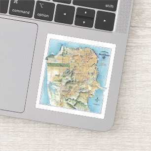 Sticker Carte de San Francisco vintage