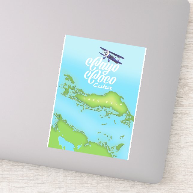 Sticker Carte de style vintage de Cayo Coco Cuba. (Détail)