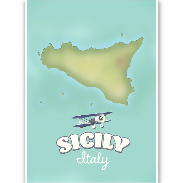 Sticker Carte de style vintage Sicile Italie (Devant)