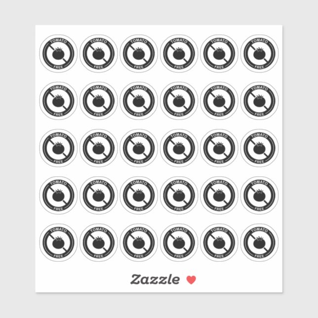 Sticker Carte de table de mariage sans tomate Mini allergi (Feuille)