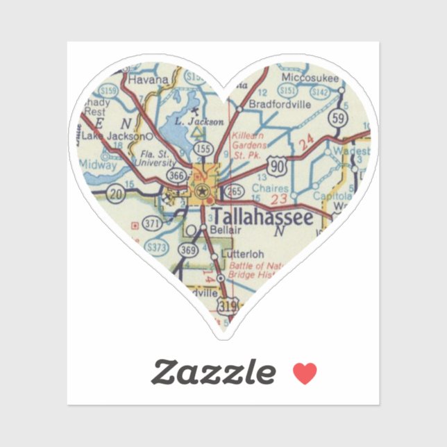 Sticker Carte de Tallahassee (Feuille)