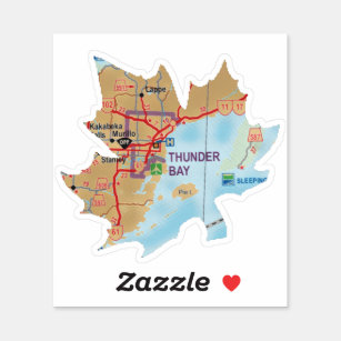 Sticker Carte de Thunder Bay Ontario