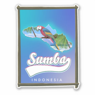 Sticker Carte de voyage de Sumba Island Indonésie