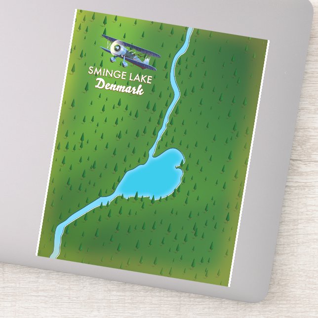 Sticker carte de voyage du lac Sminge Danemark (Détail)