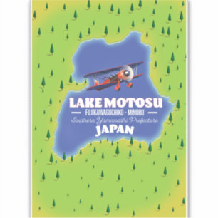 Sticker Carte de voyage japonaise du lac Motosu.