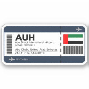 Sticker Carte d'embarquement AUH Abu Dhabi - billet d'aéro