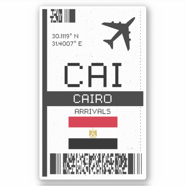 Sticker Carte d'embarquement CAI Cairo - Egypt Travel (Devant)