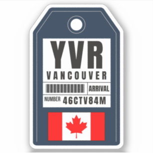 Sticker Carte d'embarquement de Vancouver - Canada YVR