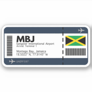 Sticker Carte d'embarquement MBJ Jamaïque - billet d'aérop