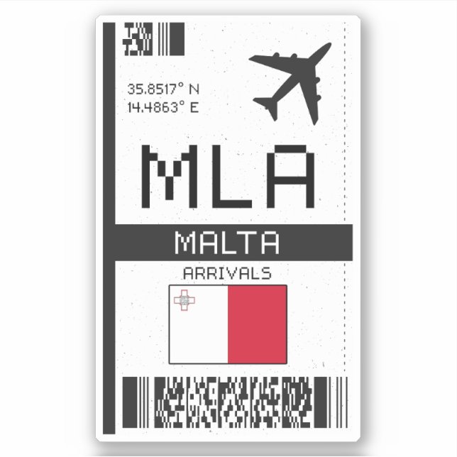 Sticker Carte d'embarquement MLA Malte - Aéroport (Devant)