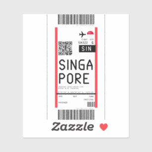 Sticker Carte d'embarquement pour Singapour (SIN)