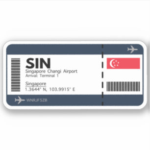 Sticker Carte d'embarquement Singapour - billet d'aéroport