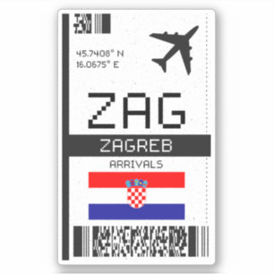 Sticker Carte d'embarquement ZAG Zagreb - Croatie Voyage