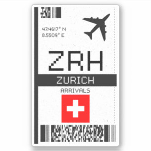 Sticker Carte d'embarquement ZRH Zurich - Suisse Travel