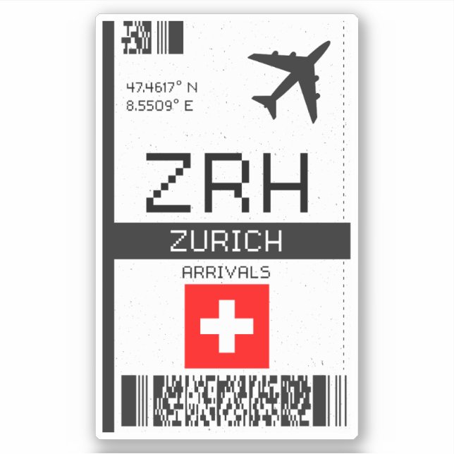 Sticker Carte d'embarquement ZRH Zurich - Suisse Travel (Devant)