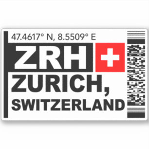 Sticker Carte d'embarquement ZRH Zurich - Voyage en Suisse