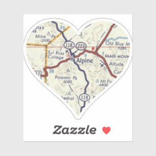 Sticker Carte des Alpes du Texas des années 50 vintage