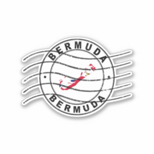 Sticker Carte des Bermudes, Timbre du passeport postal