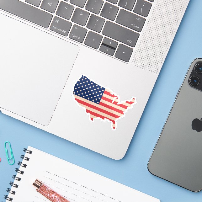 Sticker Carte des États-Unis (Ordinateur portable avec iPhone)