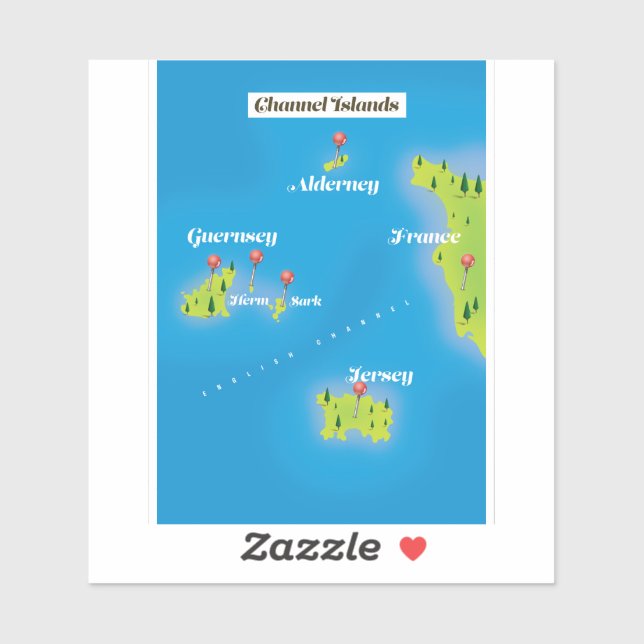 Sticker Carte des îles Anglo-Normandes affiche. (Feuille)