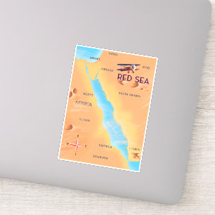 Sticker Carte des voyages en mer Rouge