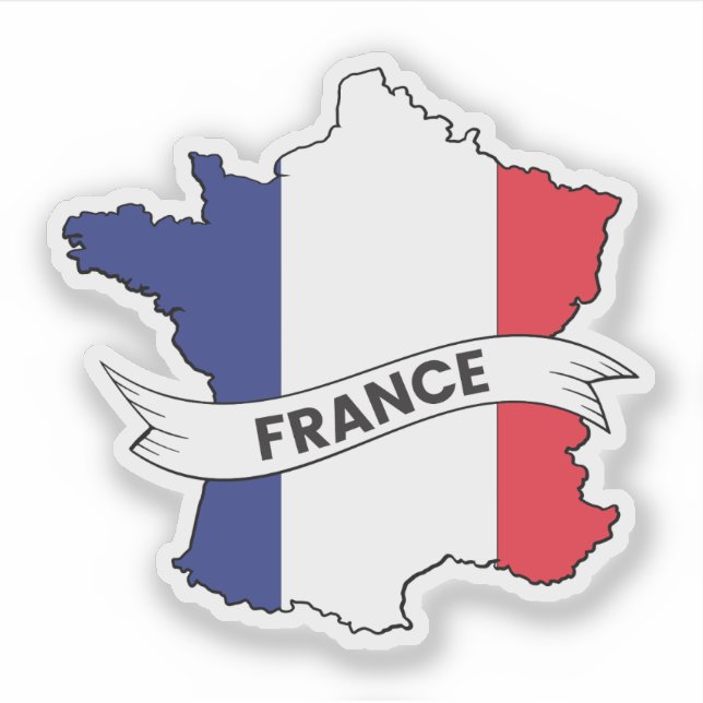 Sticker Carte Drapeau France (Devant)