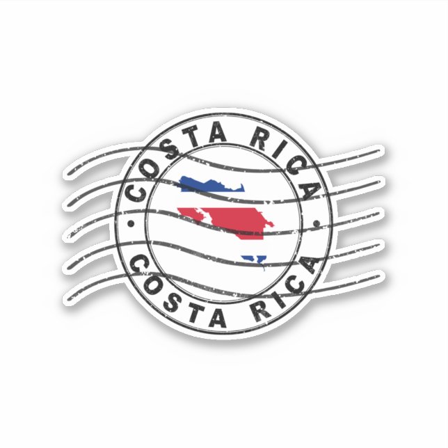 Sticker Carte du Costa Rica, Timbre de passeport postal (Devant)