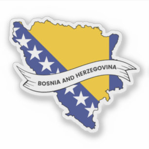Sticker Carte du Drapeau de Bosnie-Herzégovine