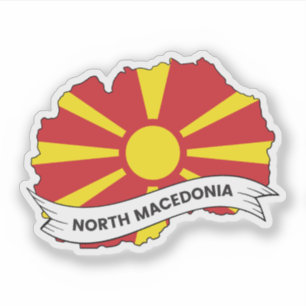 Sticker Carte du drapeau de la Macédoine du Nord