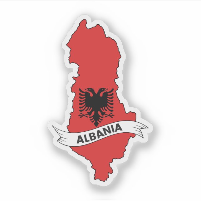 Sticker Carte du drapeau de l'Albanie (Devant)