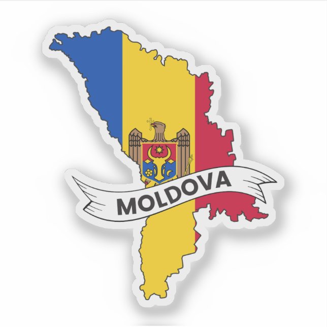 Sticker Carte du drapeau de Moldova (Devant)