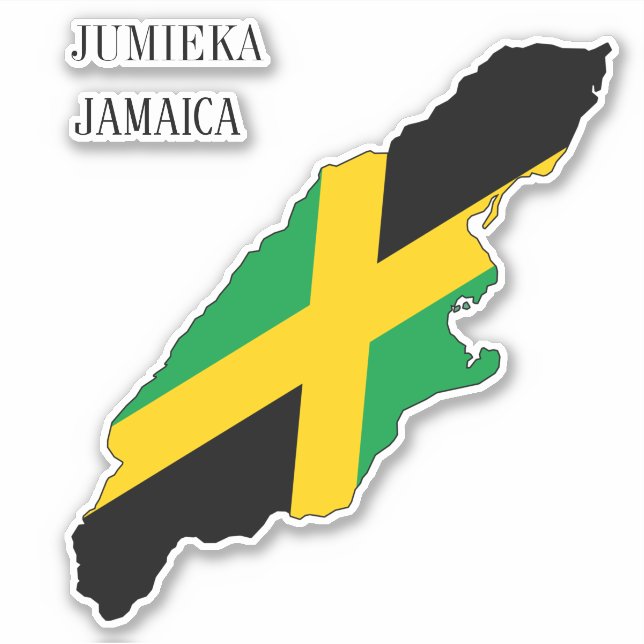 Sticker Carte du drapeau jamaïcain (Devant)