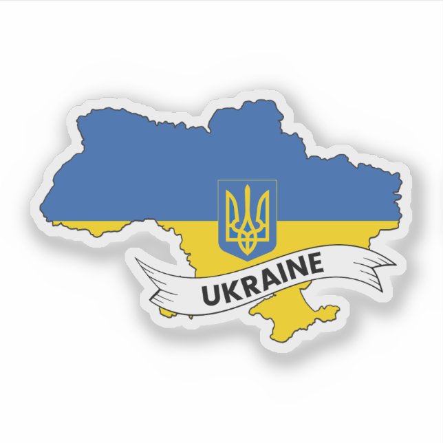 Sticker Carte du drapeau ukrainien (Devant)